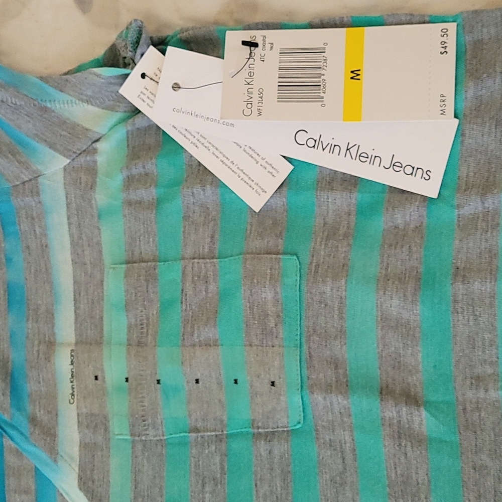 NEW Calvin Klein Jeans Stripped Tee Shirt - Picture 2 of 9